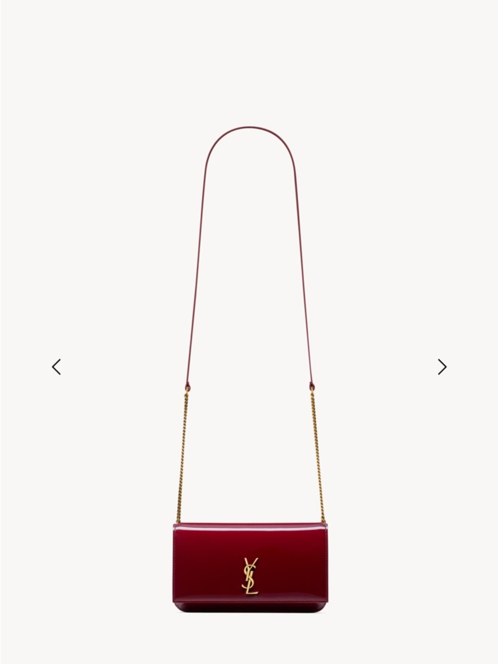 SAINT LAURENT CASSANDRE PHONE HOLDER IN PATENT LEATHER
GRENADE - Picture 2 of 7